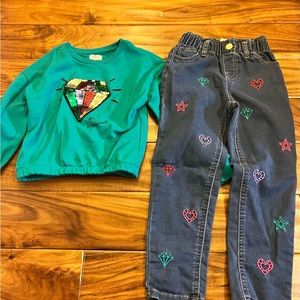 Girl’s Garanimals sequin diamond jeans outfit. Size 5
